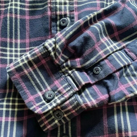 LL Bean Jersey Lined Flannel Shirt Womens Medium Blue Purple 1Pocket Long Sleeve - Picture 8 of 10